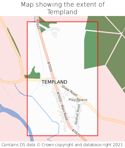 Map showing extent of Templand as bounding box