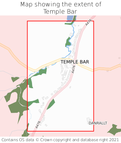 Map showing extent of Temple Bar as bounding box