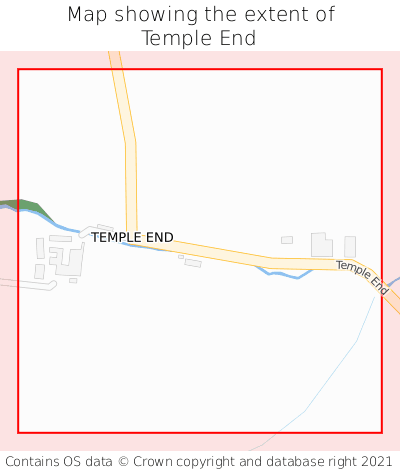 Map showing extent of Temple End as bounding box