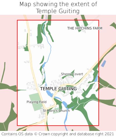 Map showing extent of Temple Guiting as bounding box