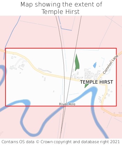 Map showing extent of Temple Hirst as bounding box