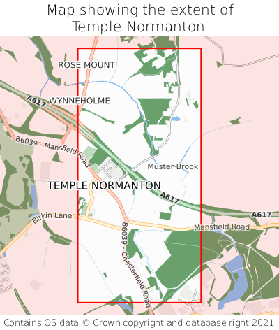 Map showing extent of Temple Normanton as bounding box