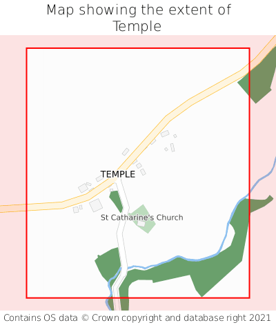 Map showing extent of Temple as bounding box