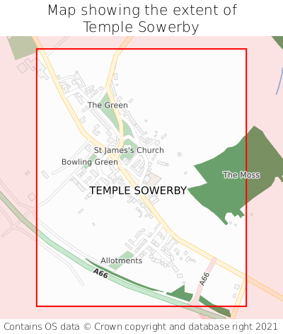 Map showing extent of Temple Sowerby as bounding box