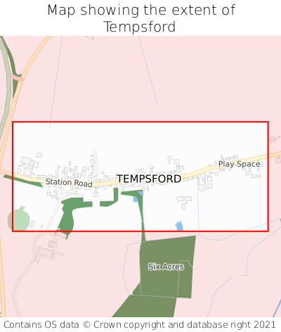 Map showing extent of Tempsford as bounding box