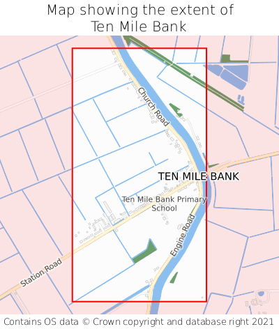 Map showing extent of Ten Mile Bank as bounding box