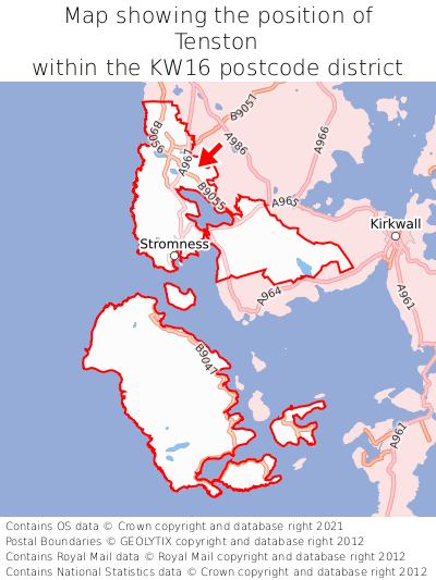 Map showing location of Tenston within KW16