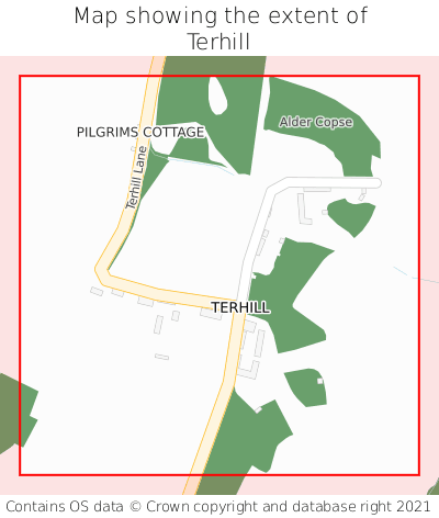 Map showing extent of Terhill as bounding box