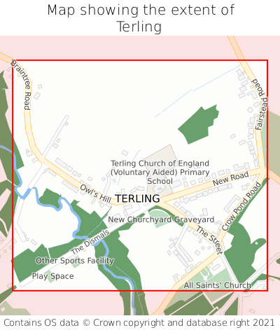 Map showing extent of Terling as bounding box