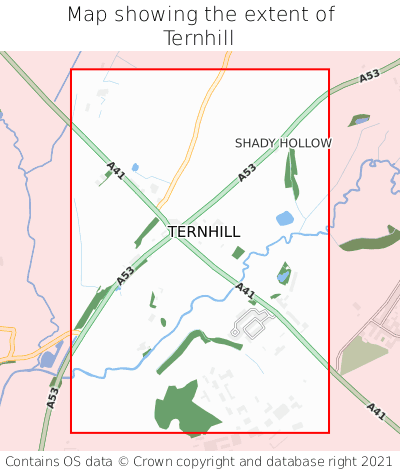 Map showing extent of Ternhill as bounding box