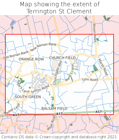 Map showing extent of Terrington St Clement as bounding box