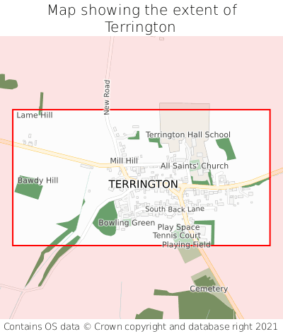 Map showing extent of Terrington as bounding box