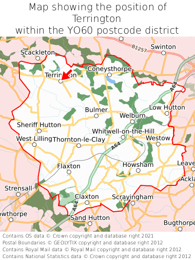 Map showing location of Terrington within YO60