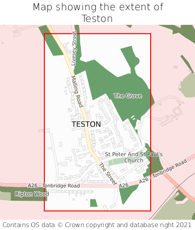Map showing extent of Teston as bounding box