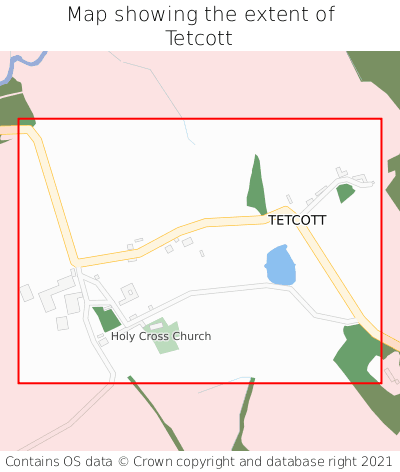 Map showing extent of Tetcott as bounding box