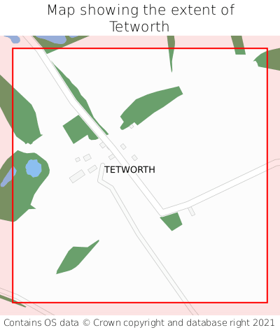 Map showing extent of Tetworth as bounding box