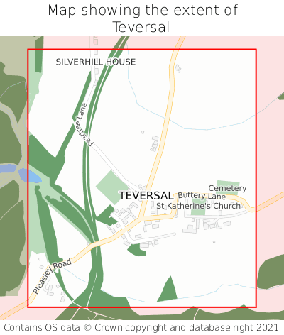 Map showing extent of Teversal as bounding box