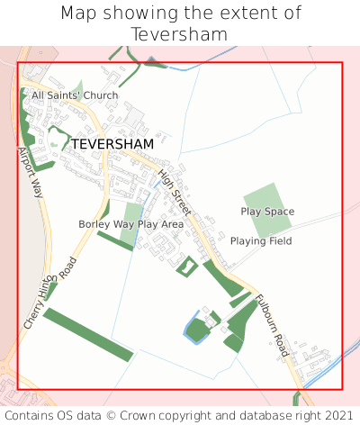 Map showing extent of Teversham as bounding box