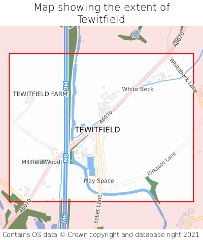 Map showing extent of Tewitfield as bounding box