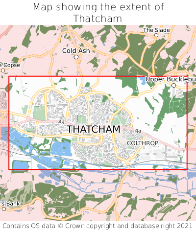 Map showing extent of Thatcham as bounding box
