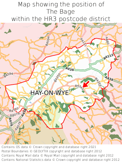 Map showing location of The Bage within HR3