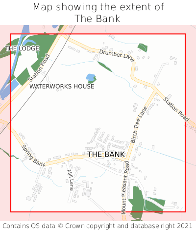 Map showing extent of The Bank as bounding box