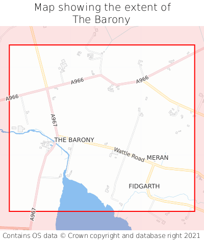 Map showing extent of The Barony as bounding box