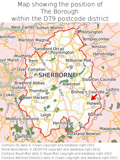 Map showing location of The Borough within DT9