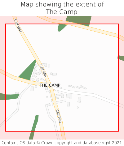 Map showing extent of The Camp as bounding box