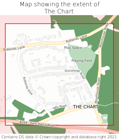 Map showing extent of The Chart as bounding box