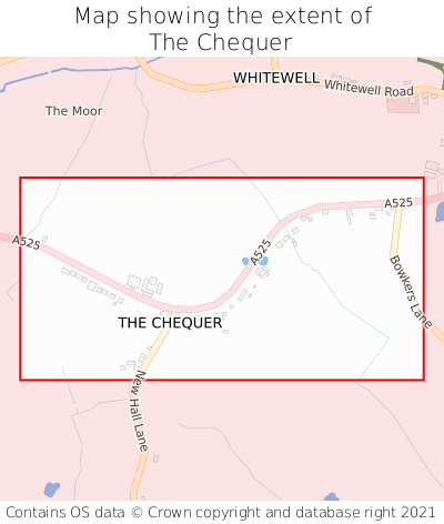 Map showing extent of The Chequer as bounding box