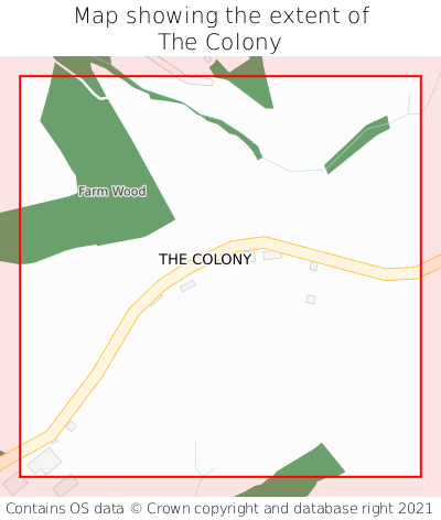 Map showing extent of The Colony as bounding box