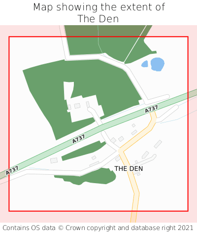Map showing extent of The Den as bounding box