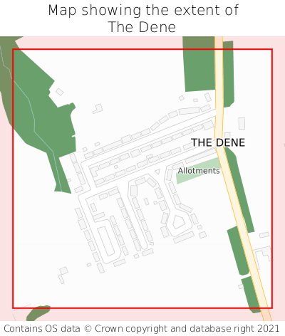 Map showing extent of The Dene as bounding box