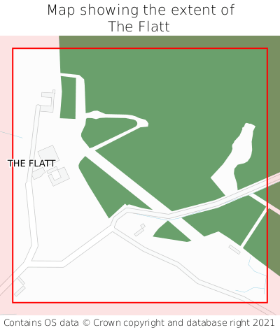 Map showing extent of The Flatt as bounding box