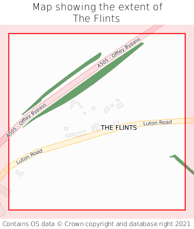 Map showing extent of The Flints as bounding box