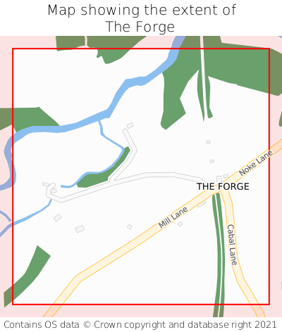 Map showing extent of The Forge as bounding box