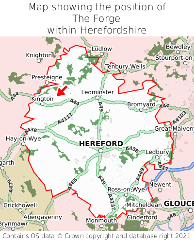 Map showing location of The Forge within Herefordshire