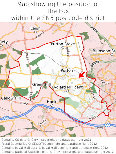 Map showing location of The Fox within SN5