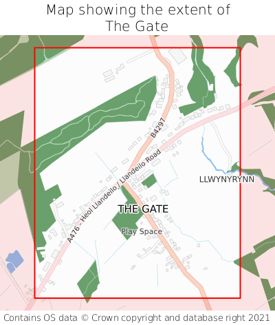 Map showing extent of The Gate as bounding box