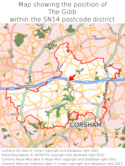 Map showing location of The Gibb within SN14