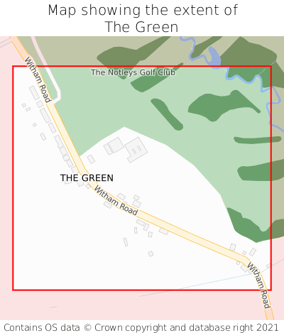 Map showing extent of The Green as bounding box