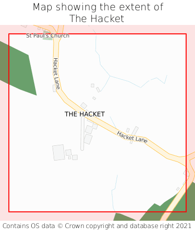 Map showing extent of The Hacket as bounding box