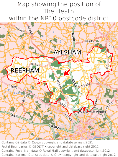 Map showing location of The Heath within NR10
