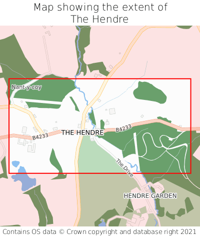 Map showing extent of The Hendre as bounding box
