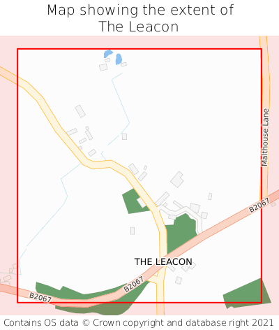 Map showing extent of The Leacon as bounding box