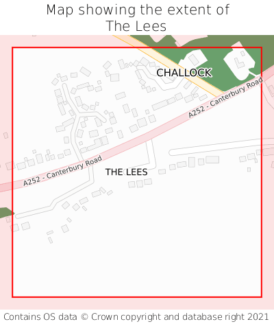 Map showing extent of The Lees as bounding box