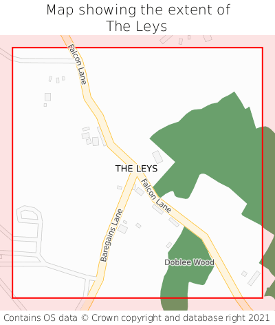 Map showing extent of The Leys as bounding box