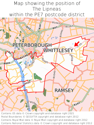 Map showing location of The Lipneas within PE7