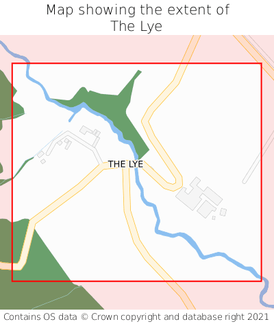 Map showing extent of The Lye as bounding box